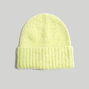 NWT MADEWELL Fuzzy Wide-Cuffed Wool Blend Beanie Lime Green